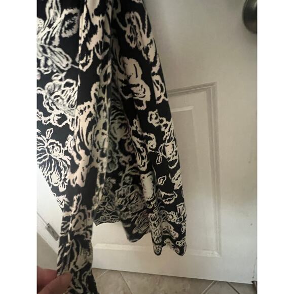Ralph Lauren Stretchy Black White Floral Midi Dress 12 Romantic Wedding guest - Picture 7 of 10